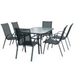 Set mobilier gradina/terasa Heinner, masa, 6 scaune, negru