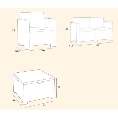 Set mobilier gradina/terasa Nebraska dimensiuni