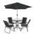 Set mobilier gradina Heinner Belgrave LFSMU5-UD1, masa si 4 scaune + umbrela , otel si textil , negru : Review si Pareri pertinente